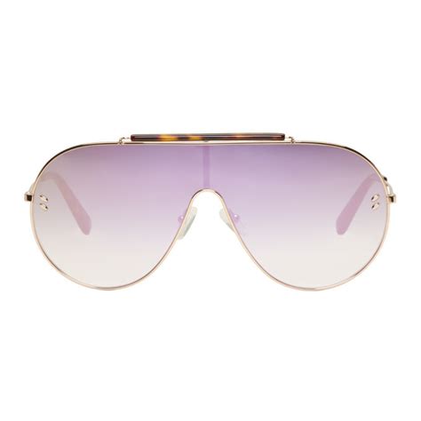 stella mccartney rose gold oversized shield aviator sunglasses|Luxury Sunglasses for Women .